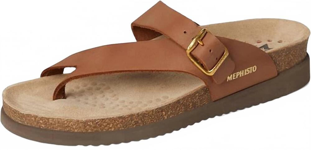NEW MEPHISTO women's helen toe-post sandal in camel scratch